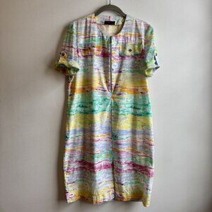 Brioni Roma Women's Vintage Italian Abstract Pastel dress 70's 80's
